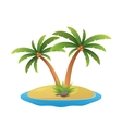 island logo - tropical palm trees with sea waves vector image