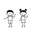 set of doodle kids figures cute stick boy vector image