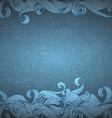 blue background with hand drawn waves vector image vector image