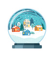 christmas snow globe with small houses vector image