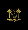 camel and palm trees line art vector image