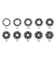 camera lens aperture size set black white style vector image