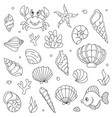 lineart cartoon comic doodle sea animals vector image