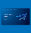 paper airplane 3d polygonal website template vector image vector image