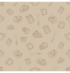 Cute desserts seamless pattern cake cupcake Vector Image