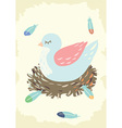 bird nest with mother vector image vector image