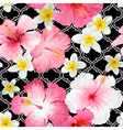 tropical flowers and leaves geometric background vector image