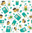 cute honey bees with books and pencils going back vector image