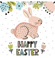happy easter greeting card with a cute bunny vector image