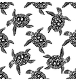 marine turtles seamless background pattern vector image