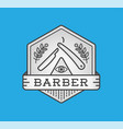 barber shop logo design vintage label badge vector image