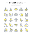 set flat line icons ottawa vector image