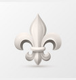 3d realistic white fleur de lis icon vector image