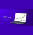 3d stock exchange scene with laptop candlestick vector image