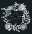 hand sketched autumn design with birds elegant vector image