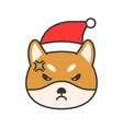 shiba inu emoticon filled outline design vector image vector image