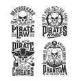 pirate captain and corsair skull t-shirt prints vector image