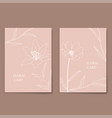 white flower line art minimal flat style cards set vector image vector image