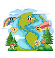 earth globe with funny cartoon characters vector image