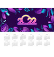 horizontal calendar 2022 tropical climate vector image vector image