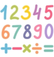 numbers from zero to nine and math symbols vector image