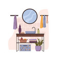 sink basin and mirror bathroom interior design vector image
