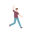 young beautiful man in fashionable clothes jumping vector image