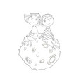 cute children on the moon vector image
