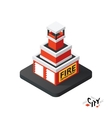 isometric fire department icon building city vector image