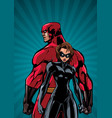 superhero couple ray light vertical background vector image