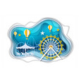 amusement park with ferris wheel paper art vector image vector image