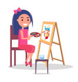 girl drawing vase using paint brushes vector image vector image