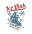 retro skates hang on inscription ice rink vector image