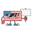 american flag cartoon with sunglasses holding vector image