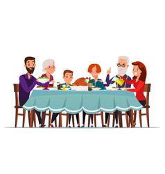 Family eating table happy people eat food dinner Vector Image