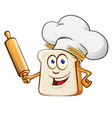 bread chef with rollin pin cartoon vector image vector image