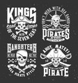 tshirt prints with pirate skull mascot in tricorn vector image vector image