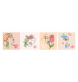 female faces abstract decorative cards vector image