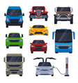 front view various models car truck bus vector image
