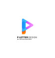 letter p design with play button design colorful vector image vector image
