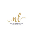 nl initial handwriting logo design vector image