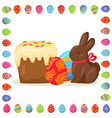 tasty easter treats in eggs frame vector image