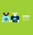 earth day poster with closeup of two hipster man vector image