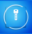white house key icon isolated on blue background vector image