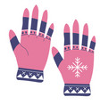 gloves with snowflake print winter clothes vector image