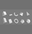 3d set of silver geometric shapes modern metal vector image vector image