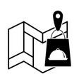 map with delivery food bag icon vector image