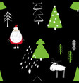 funny christmas forest seamless pattern vector image