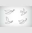 set of line logo icon drawing of dove vector image vector image
