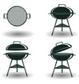 set of monochrome bbq grill signs vector image